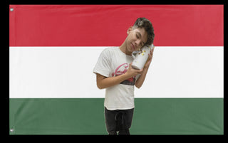 A mockup of the custom flag 'tuzaria flag' on a white background