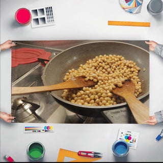 A mockup of the custom flag 'test flag' held up on a table during print checking