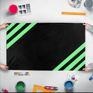 A mockup of the custom flag 'Depression Pride Flag' held up on a table during print checking