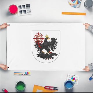 A mockup of the custom flag 'Buenos Aires Flag' held up on a table during print checking