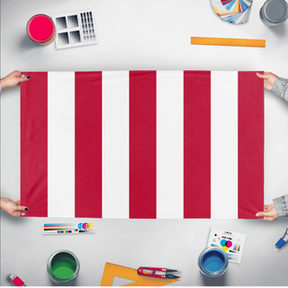 A mockup of the custom flag 'Sons of Liberty Flag' held up on a table during print checking