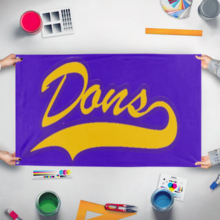 A mockup of the custom flag 'Amador Valley flag' held up on a table during print checking