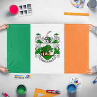 A mockup of the custom flag 'Gealic Empire flag' held up on a table during print checking