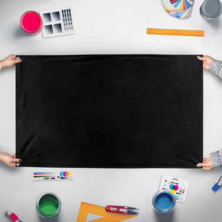 A mockup of the custom flag 'ACFD FS1 flag' held up on a table during print checking
