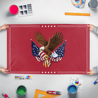 A mockup of the custom flag 'Constitutionalist flag' held up on a table during print checking