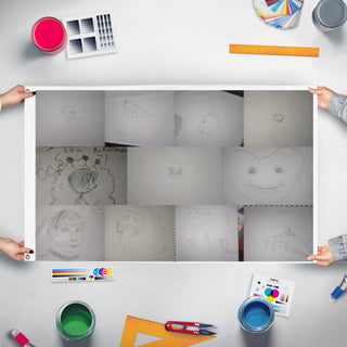 A mockup of the custom flag 'SoniaTorment flag' held up on a table during print checking