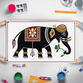 A mockup of the custom flag 's flag' held up on a table during print checking