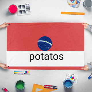 A mockup of the custom flag 'bolsonarilism flag' held up on a table during print checking