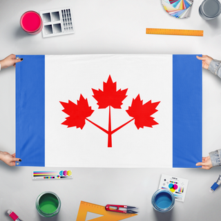A mockup of the custom flag 'Pearson Pennant flag' held up on a table during print checking