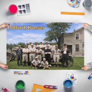 A mockup of the custom flag 'test1 flag' held up on a table during print checking