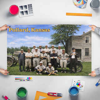 A mockup of the custom flag 'test 6 flag' held up on a table during print checking