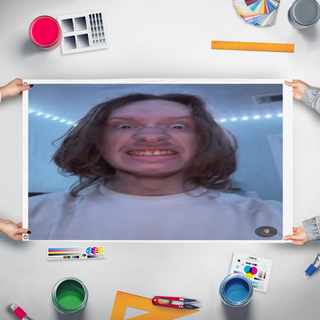 A mockup of the custom flag 'pierce flag' held up on a table during print checking