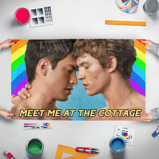 A mockup of the custom flag 'edc flag 2 side' held up on a table during print checking