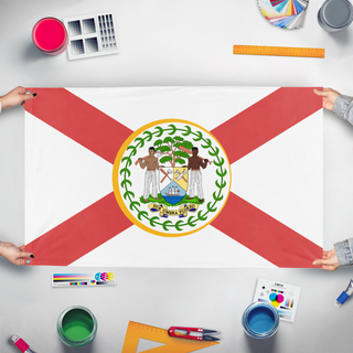 A mockup of the custom flag 'Florida  flag' held up on a table during print checking
