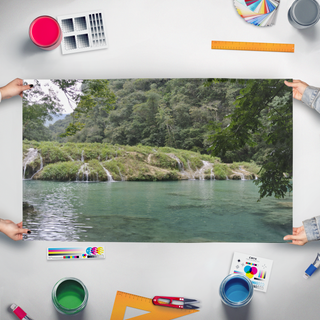 A mockup of the custom flag 'BDay flag' held up on a table during print checking