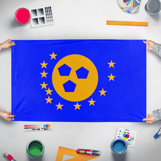 A mockup of the custom flag 'Oregon State  flag' held up on a table during print checking