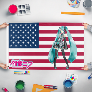 A mockup of the custom flag 'Personal Use flag' held up on a table during print checking
