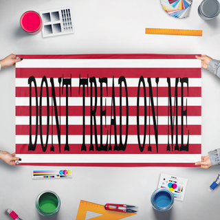 A mockup of the custom flag 'Main Empire flag' held up on a table during print checking