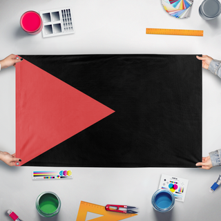 A mockup of the custom flag 'New kingdom of Slovakia  flag' held up on a table during print checking