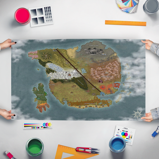 A mockup of the custom flag 'Sean's flag' held up on a table during print checking