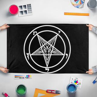 A mockup of the custom flag 'another flsg  flag' held up on a table during print checking