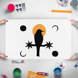 A mockup of the custom flag 'another flsg  flag' held up on a table during print checking