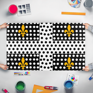 A mockup of the custom flag 'Angine de Poitrine flag' held up on a table during print checking