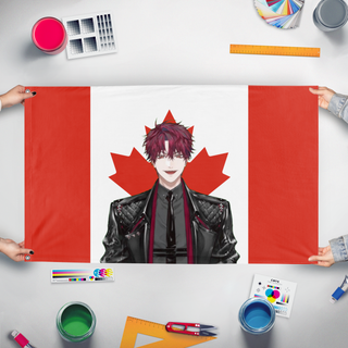 A mockup of the custom flag 'Jurard_alt flag' held up on a table during print checking
