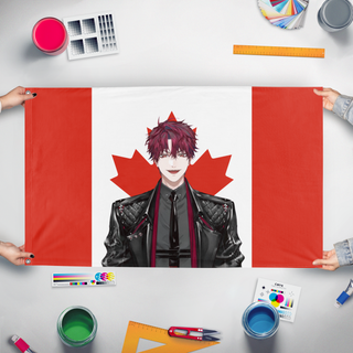A mockup of the custom flag 'jurard_alt_3 flag' held up on a table during print checking