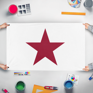 A mockup of the custom flag 'California Lone Star flag' held up on a table during print checking