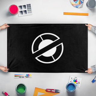 A mockup of the custom flag 'Mulatto Front Flag' held up on a table during print checking