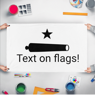 A mockup of the custom flag 'Untitled  flag' held up on a table during print checking