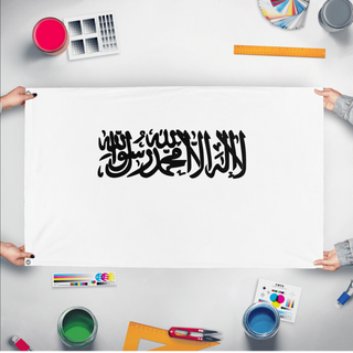 A mockup of the custom flag 'afghanistan flag' held up on a table during print checking