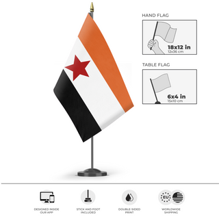 A mockup of the custom flag 'null flag' as a desk flag and small hand waving flag