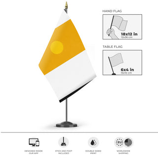 A mockup of the custom flag 'Great Brighton flag' as a desk flag and small hand waving flag