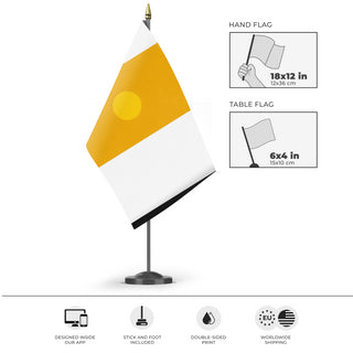 A mockup of the custom flag 'Great Brighton flag' as a desk flag and small hand waving flag