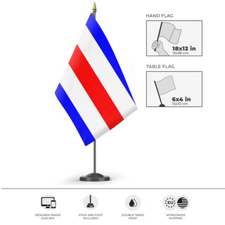 A mockup of the custom flag 'Charlie Signal Flag' as a desk flag and small hand waving flag