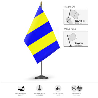 A mockup of the custom flag 'Golf Signal Flag' as a desk flag and small hand waving flag
