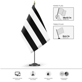 A mockup of the custom flag 'Heterosexual Flag' as a desk flag and small hand waving flag