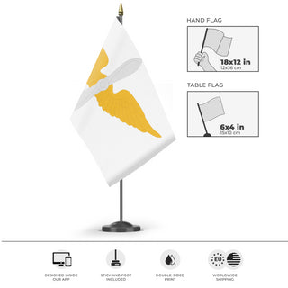 A mockup of the custom flag 'US Army Aviation Branch Flag' as a desk flag and small hand waving flag