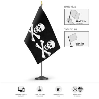 A mockup of the custom flag 'Christopher Condent Flag' as a desk flag and small hand waving flag