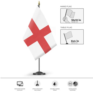 A mockup of the custom flag 'T flag' as a desk flag and small hand waving flag