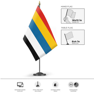 A mockup of the custom flag 'China Beiyang Republic flag' as a desk flag and small hand waving flag
