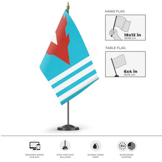 A mockup of the custom flag 'Cuban resign      flag' as a desk flag and small hand waving flag