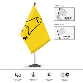 A mockup of the custom flag 'Fengtian Clique flag' as a desk flag and small hand waving flag