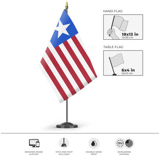 A mockup of the custom flag 'Western Forces of America flag' as a desk flag and small hand waving flag