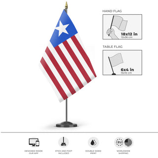 A mockup of the custom flag 'Western Forces With Smaller Stars flag' as a desk flag and small hand waving flag