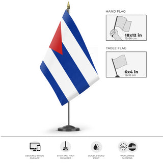 A mockup of the custom flag 'BendCuba flag' as a desk flag and small hand waving flag