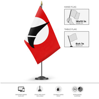 A mockup of the custom flag 'Klingon Empire flag' as a desk flag and small hand waving flag