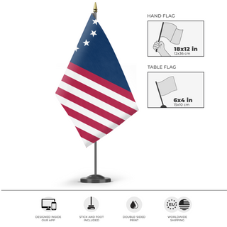 A mockup of the custom flag 'Enclave Northern Command flag' as a desk flag and small hand waving flag